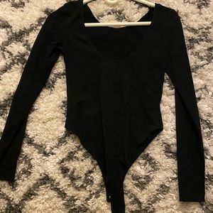 Black scoop neck bodysuit